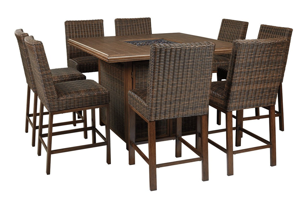 Paradise Trail Medium Brown Bar Table with Fire Pit - P750-665 - Gate Furniture