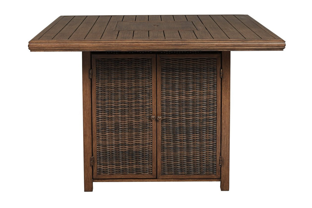 Paradise Trail Medium Brown Bar Table with Fire Pit - P750-665 - Gate Furniture