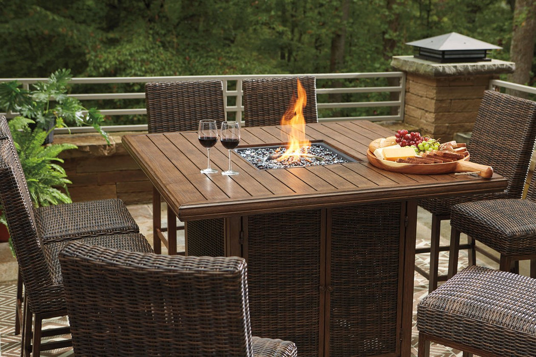 Paradise Trail Medium Brown Bar Table with Fire Pit - P750-665 - Gate Furniture