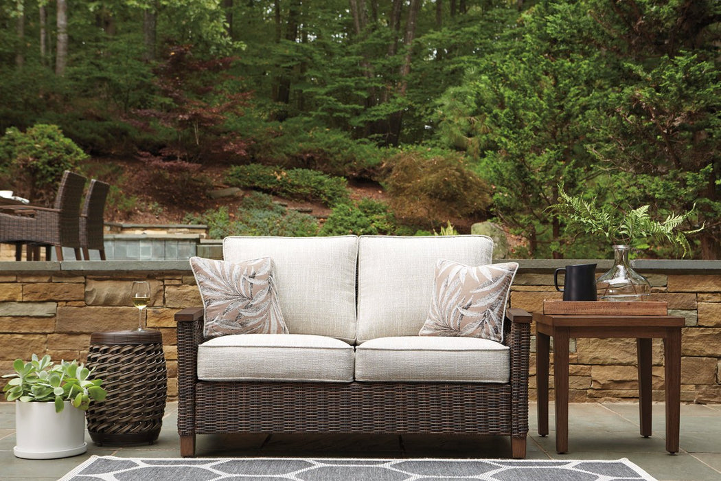 Paradise Trail Medium Brown Loveseat with Cushion - P750-835 - Gate Furniture