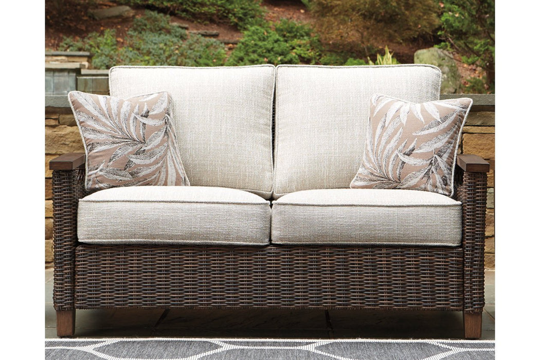 Paradise Trail Medium Brown Loveseat with Cushion - P750-835 - Gate Furniture