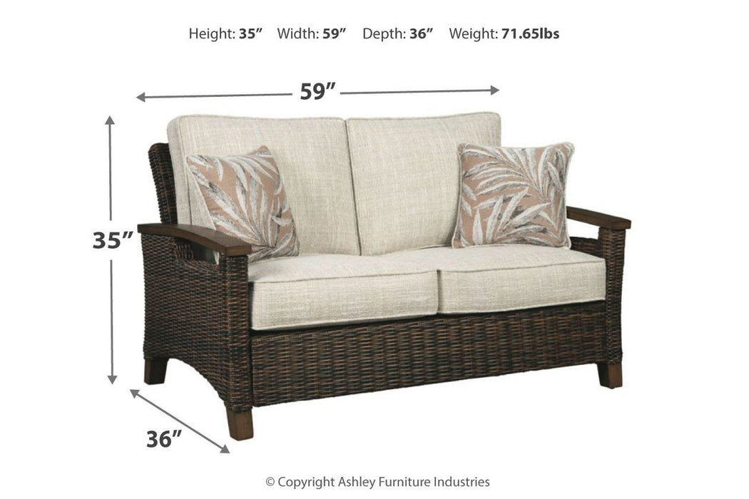 Paradise Trail Medium Brown Loveseat with Cushion - P750-835 - Gate Furniture