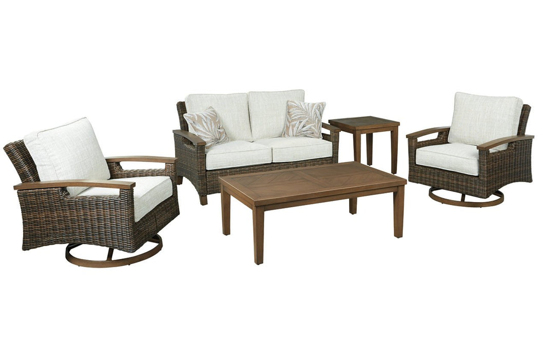 Paradise Trail Medium Brown Loveseat with Cushion - P750-835 - Gate Furniture