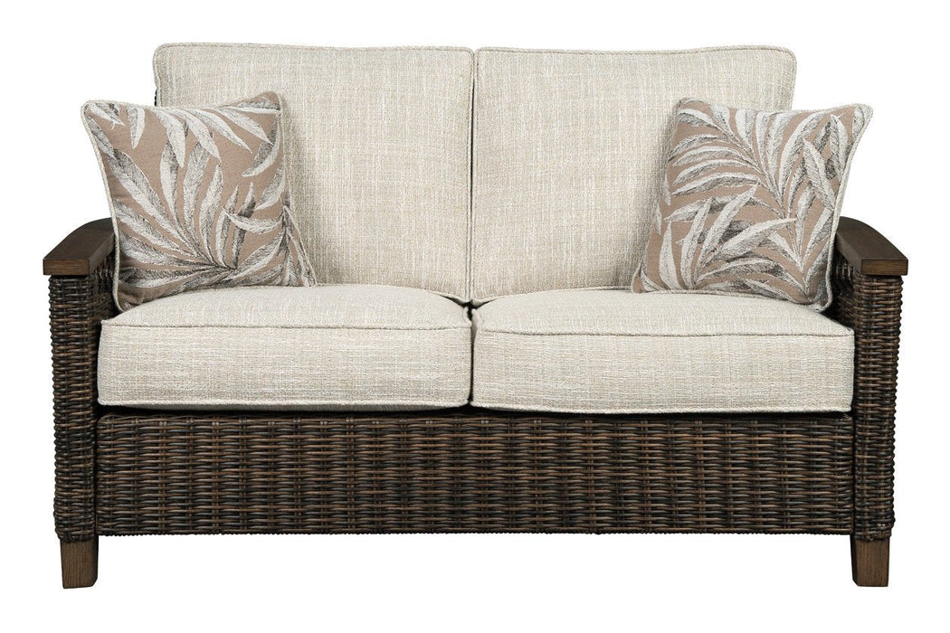Paradise Trail Medium Brown Loveseat with Cushion - P750-835 - Gate Furniture