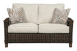 Paradise Trail Medium Brown Loveseat with Cushion - P750-835 - Gate Furniture