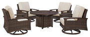 Paradise Trail Outdoor Fire Pit Table and 4 Chairs - Gate Furniture