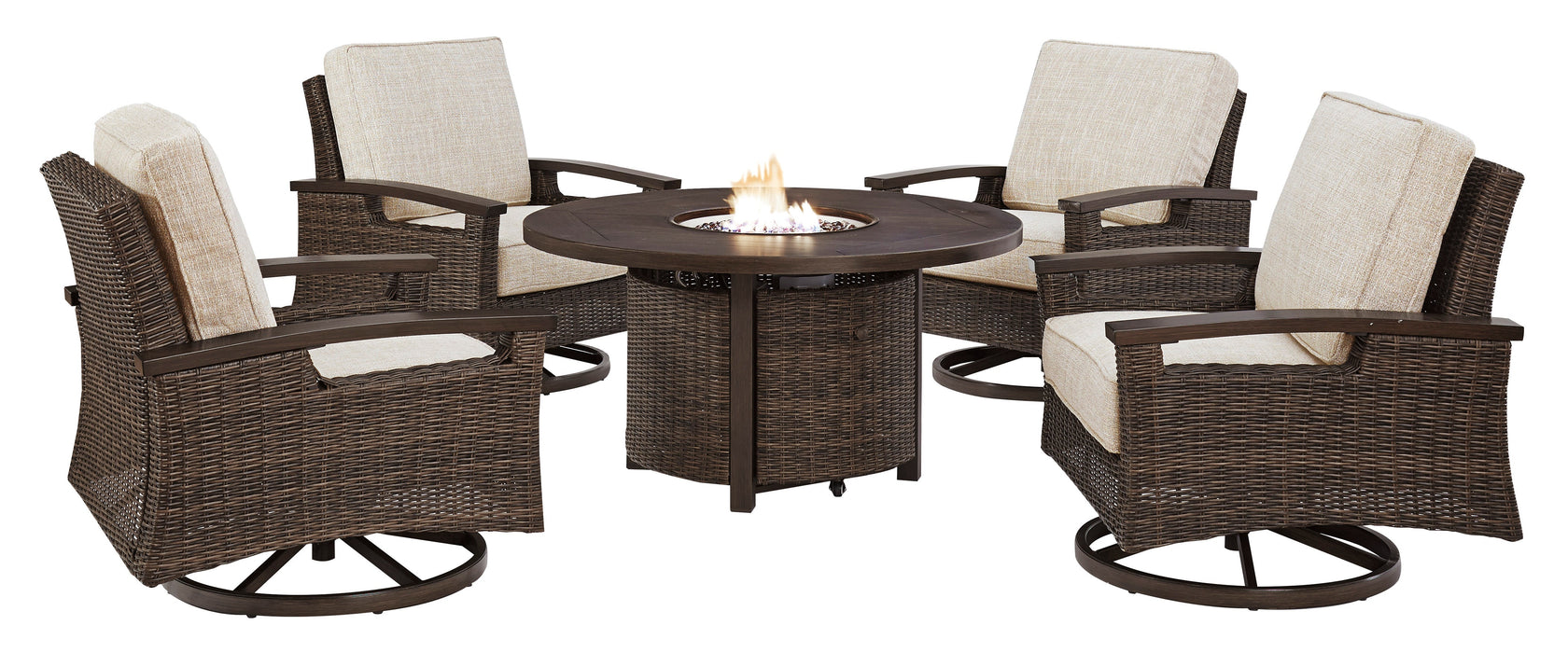 Paradise Trail Outdoor Fire Pit Table and 4 Chairs - Gate Furniture