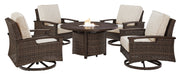 Paradise Trail Outdoor Fire Pit Table and 4 Chairs - Gate Furniture