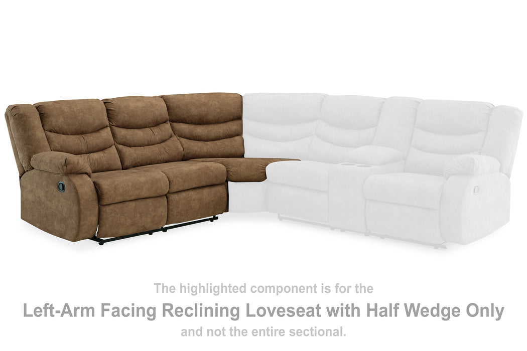 Partymate Left-Arm Facing Reclining Loveseat with Half Wedge - 3690248
