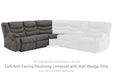 Partymate Left-Arm Facing Reclining Loveseat with Half Wedge - 3690348