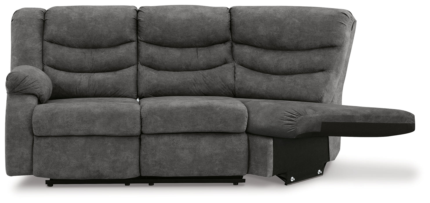 Partymate Left-Arm Facing Reclining Loveseat with Half Wedge - 3690348