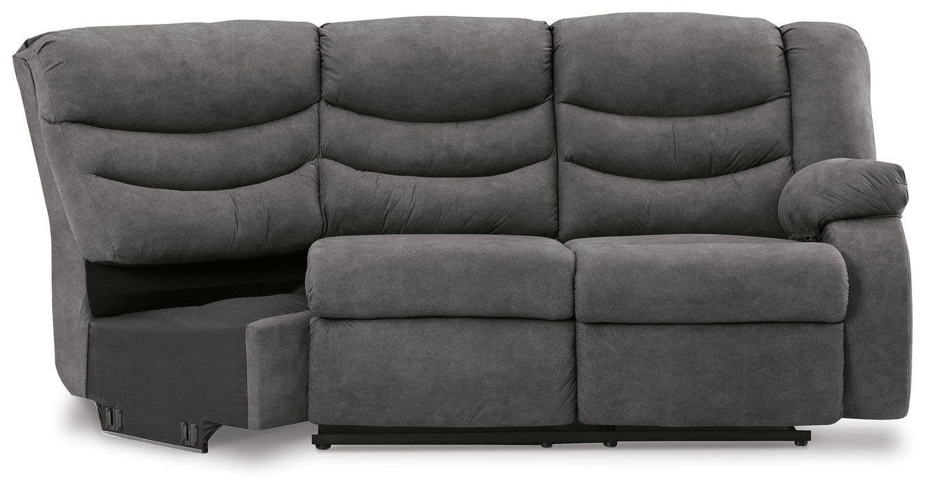Partymate Right-Arm Facing Reclining Loveseat with Half Wedge - 3690350