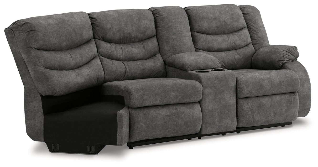 Partymate Right-Arm Facing Reclining Loveseat with Half Wedge Console - 3690349