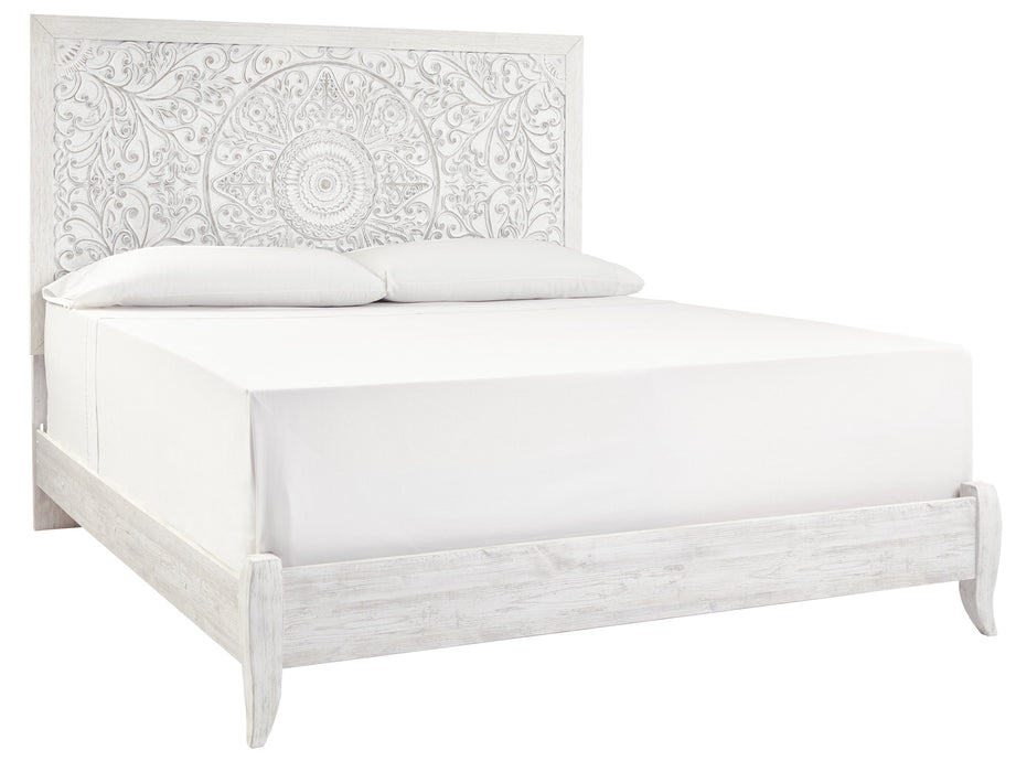 Paxberry Whitewash King Panel Bed - Gate Furniture