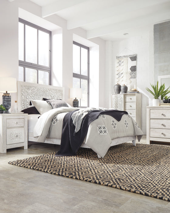 Paxberry Whitewash Queen Panel Bed - Gate Furniture
