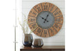 Payson Antique Gray/Natural Wall Clock - A8010076 - Gate Furniture