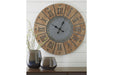 Payson Antique Gray/Natural Wall Clock - A8010076 - Gate Furniture