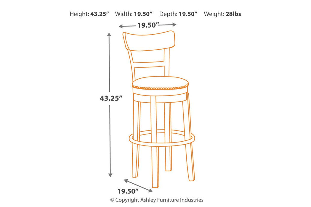 Pinnadel Light Brown Bar Height Bar Stool - D542-130 - Gate Furniture