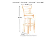 Pinnadel Light Brown Bar Height Bar Stool - D542-130 - Gate Furniture