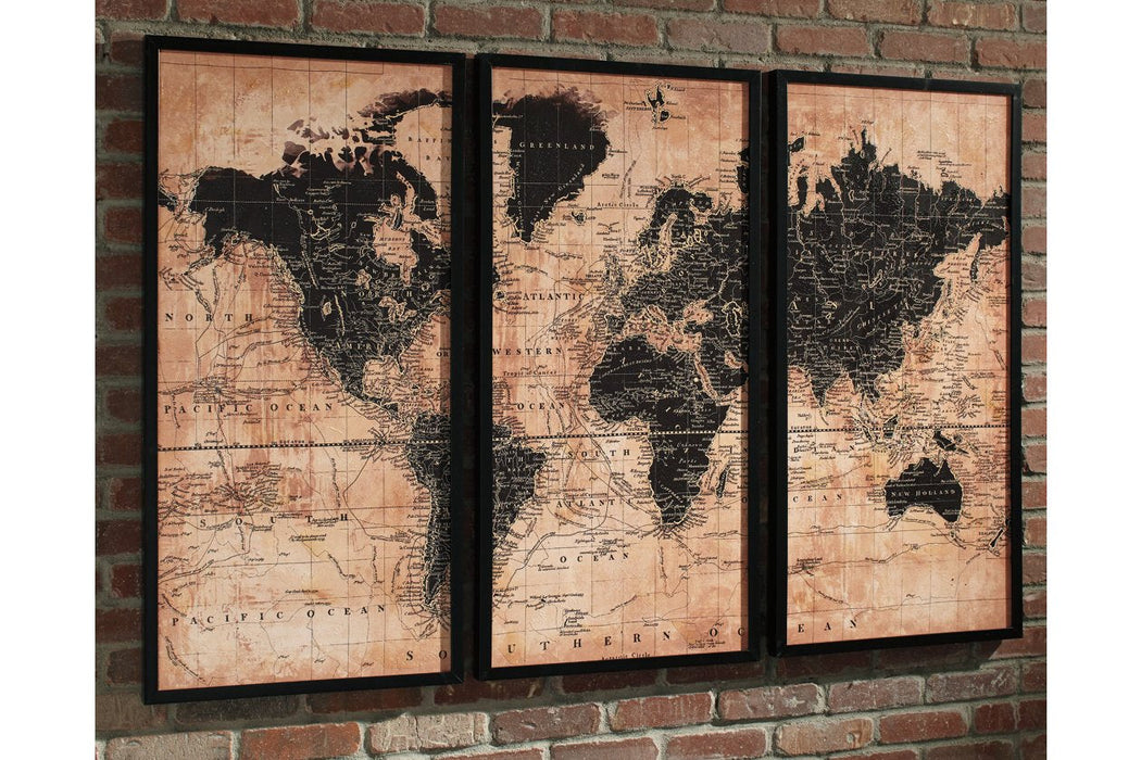 Pollyanna Tan/Black Wall Art (Set of 3) - A8000074 - Gate Furniture