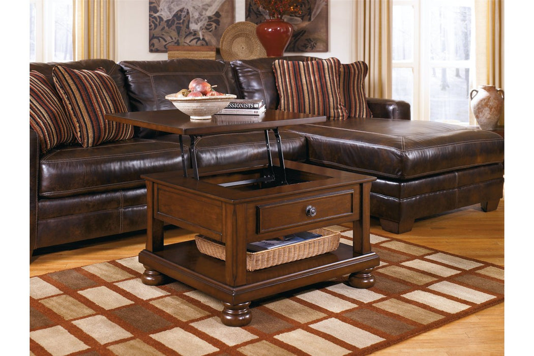 Porter Rustic Brown Coffee Table with Lift Top - T697-0 - Gate Furniture