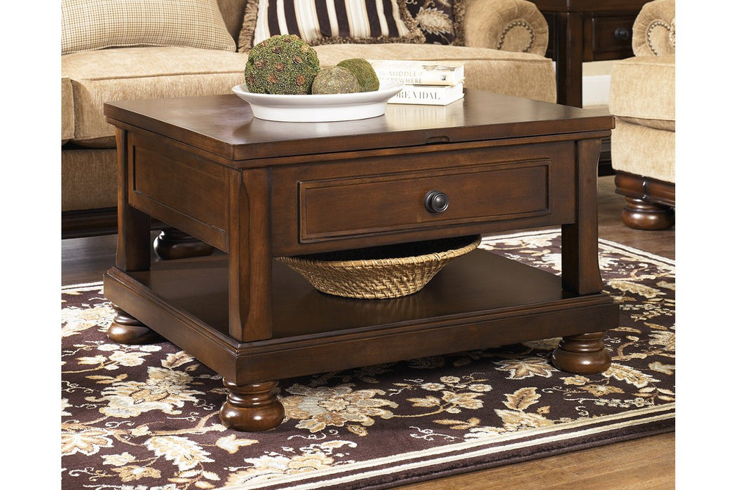 Porter Rustic Brown Coffee Table with Lift Top - T697-0 - Gate Furniture