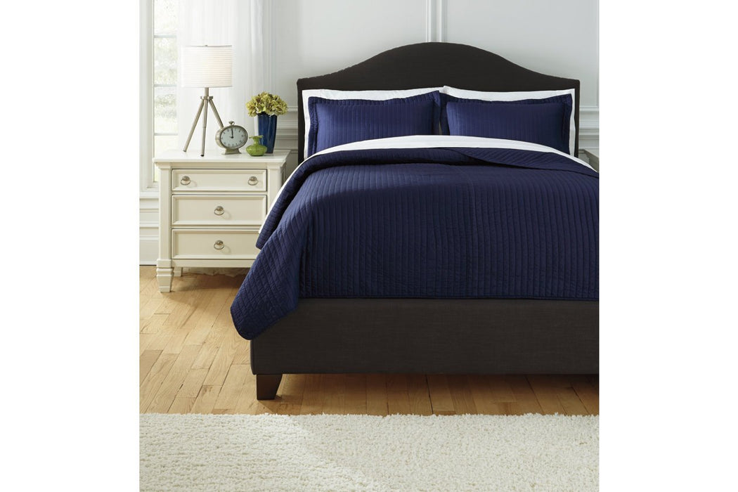 Raleda Navy 3-Piece King Coverlet Set - Q497003K - Gate Furniture