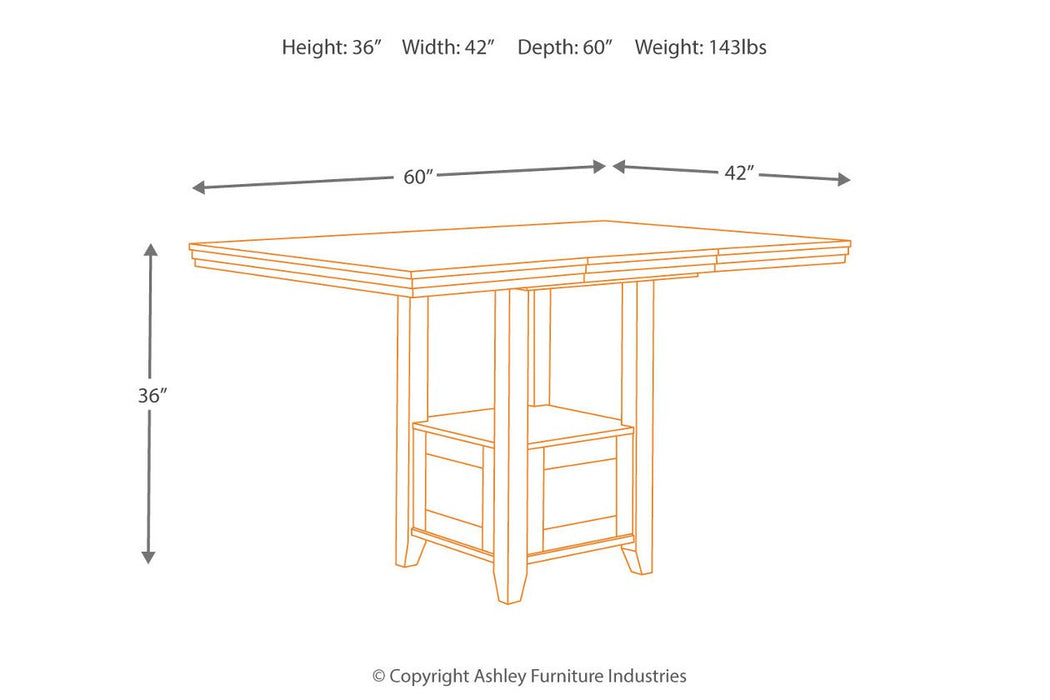 Ralene Medium Brown Counter Height Dining Extension Table - D594-42 - Gate Furniture