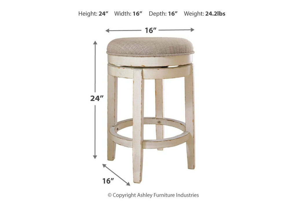 Realyn Chipped White Counter Height Bar Stool - D743-024 - Gate Furniture