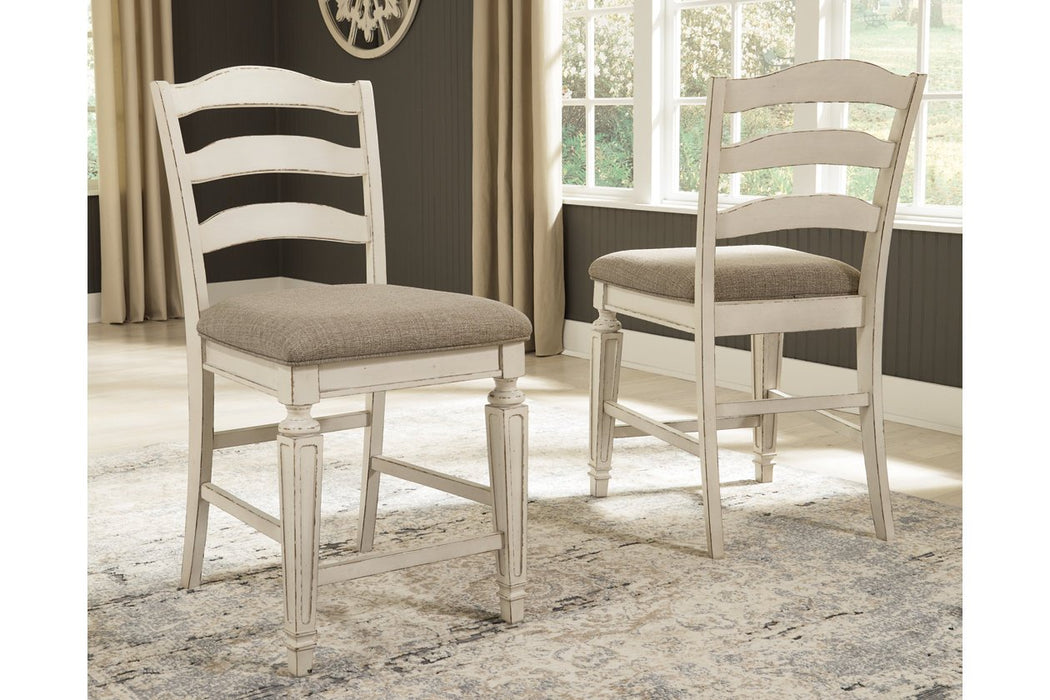 Realyn Chipped White Counter Height Bar Stool (Set of 2) - D743-124 - Gate Furniture