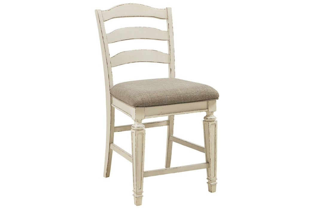 Realyn Chipped White Counter Height Bar Stool (Set of 2) - D743-124 - Gate Furniture
