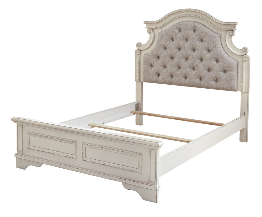 Realyn Chipped White Full Upholstered Bed - Gate Furniture