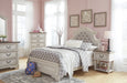 Realyn Chipped White Full Upholstered Bed - Gate Furniture