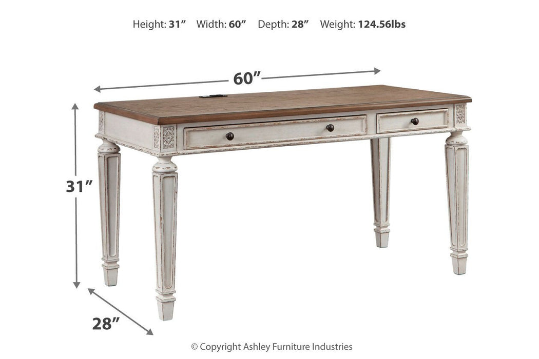 Realyn White/Brown 60" Home Office Desk - H743-34 - Gate Furniture