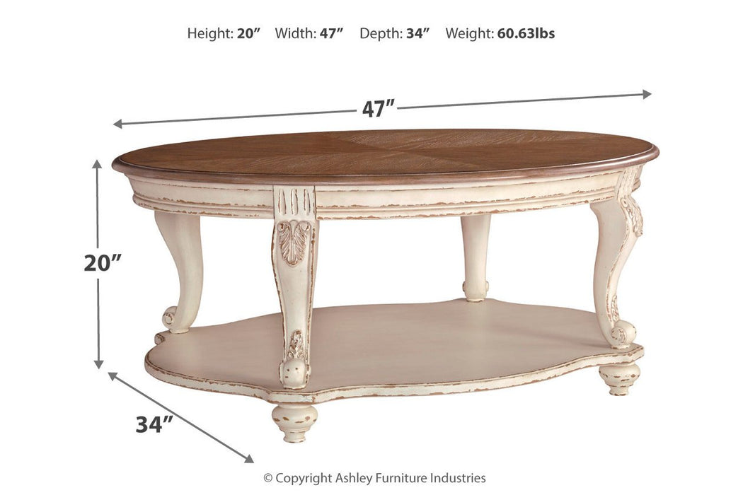 Realyn White/Brown Coffee Table - T743-0 - Gate Furniture