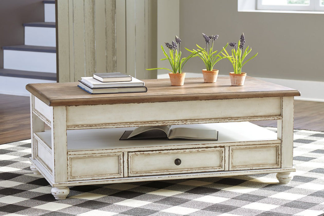 Realyn White/Brown Coffee Table with Lift Top - T523-9 - Gate Furniture