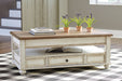 Realyn White/Brown Coffee Table with Lift Top - T523-9 - Gate Furniture