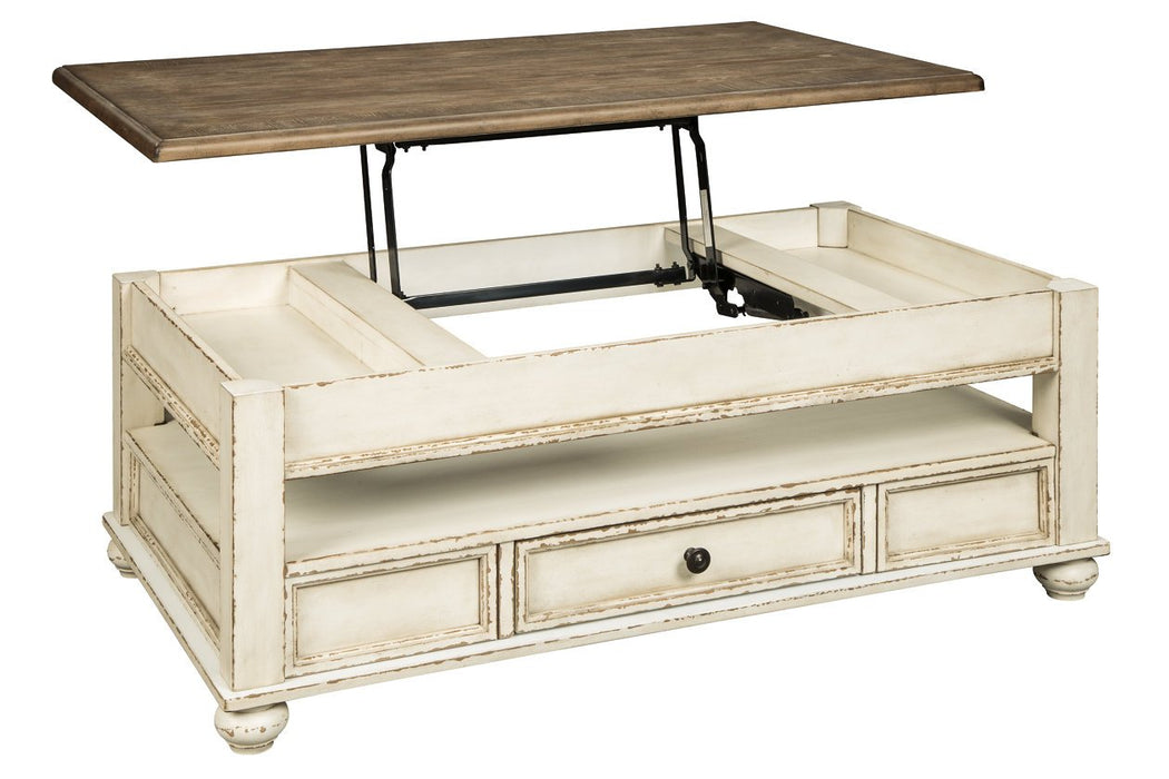 Realyn White/Brown Coffee Table with Lift Top - T523-9 - Gate Furniture