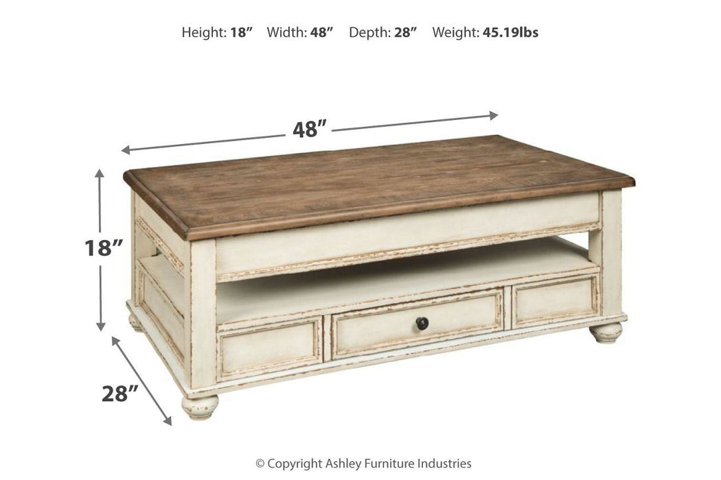 Realyn White/Brown Coffee Table with Lift Top - T523-9 - Gate Furniture