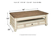 Realyn White/Brown Coffee Table with Lift Top - T523-9 - Gate Furniture