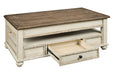 Realyn White/Brown Coffee Table with Lift Top - T523-9 - Gate Furniture