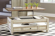 Realyn White/Brown Coffee Table with Lift Top - T523-9 - Gate Furniture