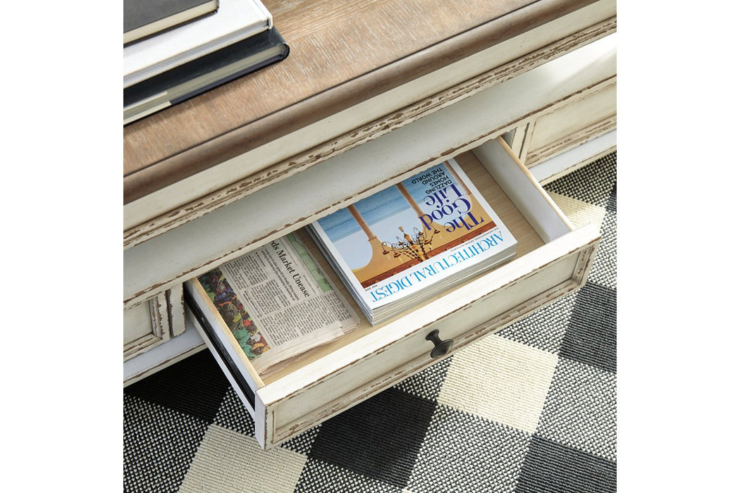 Realyn White/Brown Coffee Table with Lift Top - T523-9 - Gate Furniture