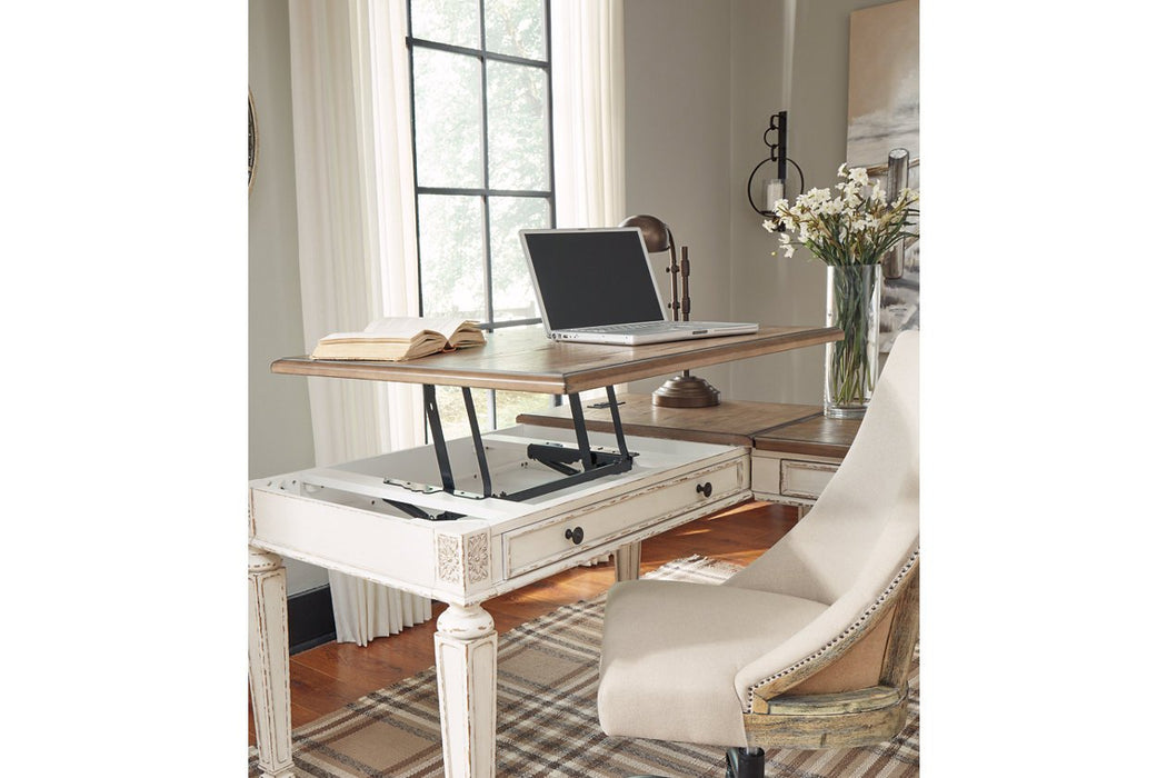 Realyn White/Brown Home Office Lift Top Desk - H743-134 - Gate Furniture