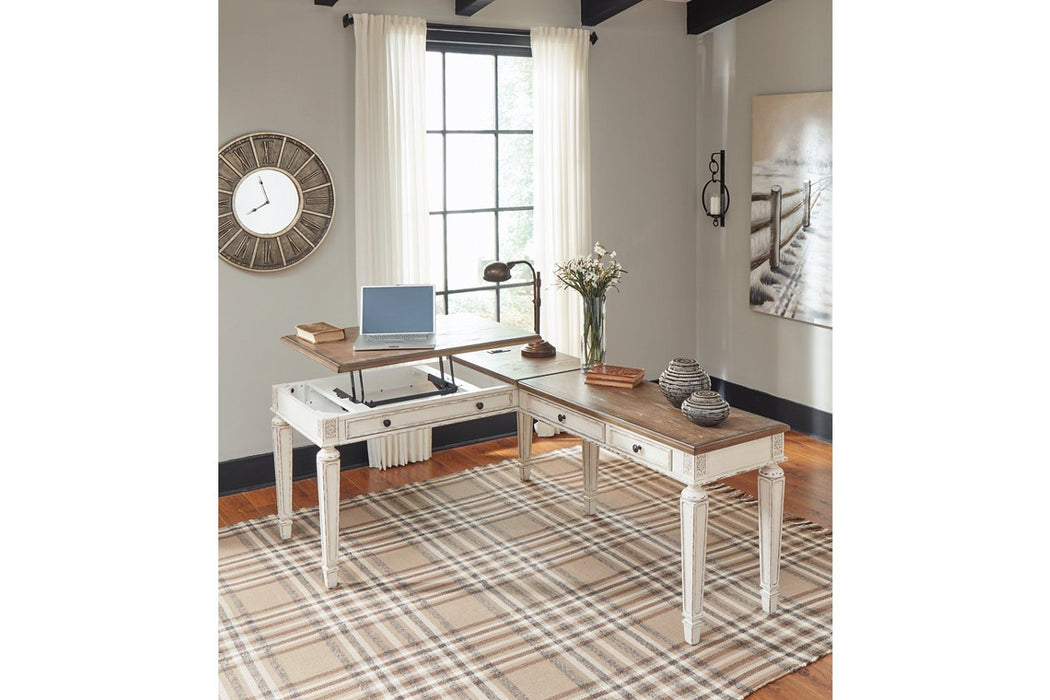 Realyn White/Brown Home Office Lift Top Desk - H743-134 - Gate Furniture