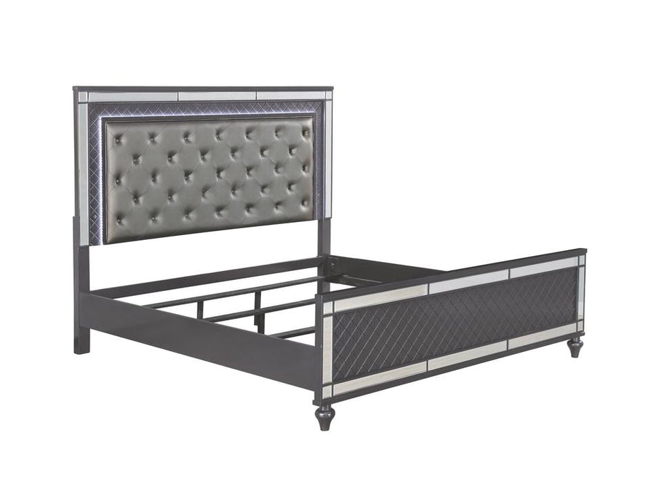 Refino Gray LED Queen Panel Bed - Gate Furniture