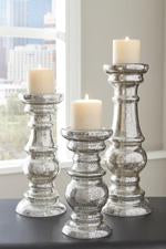 Rosario Silver Finish Candle Holder (Set of 3) - A2000249 - Gate Furniture
