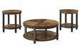 Roybeck Light Brown/Bronze Table (Set of 3) - T411-13 - Gate Furniture
