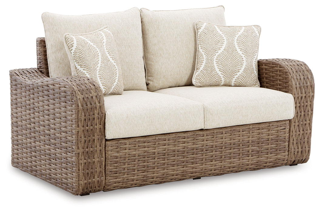 SANDY BLOOM Outdoor Loveseat with Cushion - P507-835 - In Stock Furniture