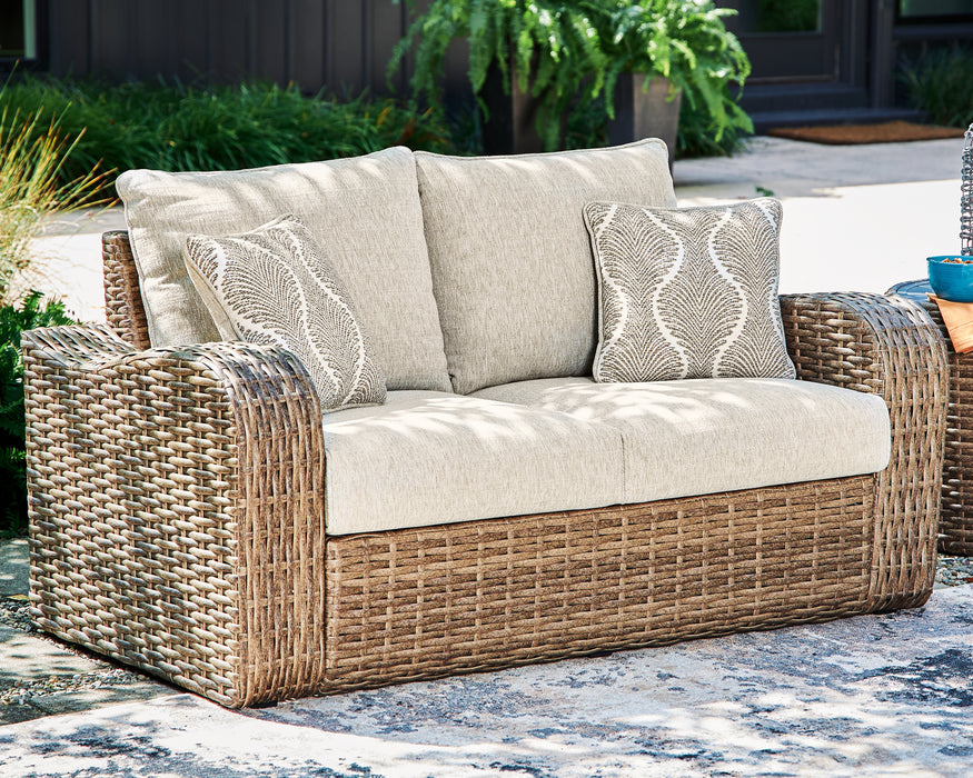 SANDY BLOOM Outdoor Loveseat with Cushion - P507-835 - In Stock Furniture